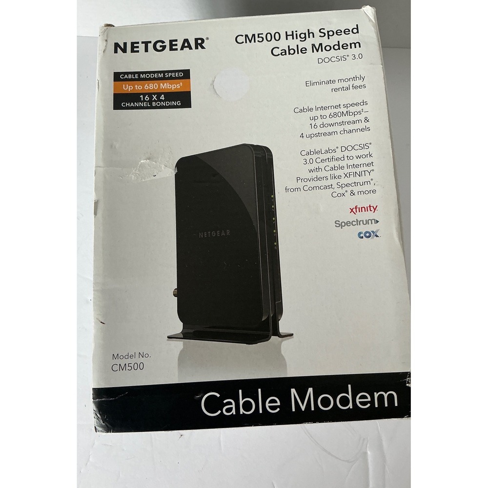 Netgear Cable Modem CM500 DOCSIS 3.0 16x4 High Speed Black Networking